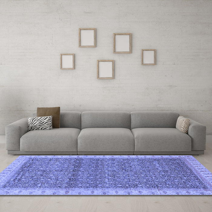 Machine Washable Abstract Blue Modern Rug in a Living Room, wshabs659blu