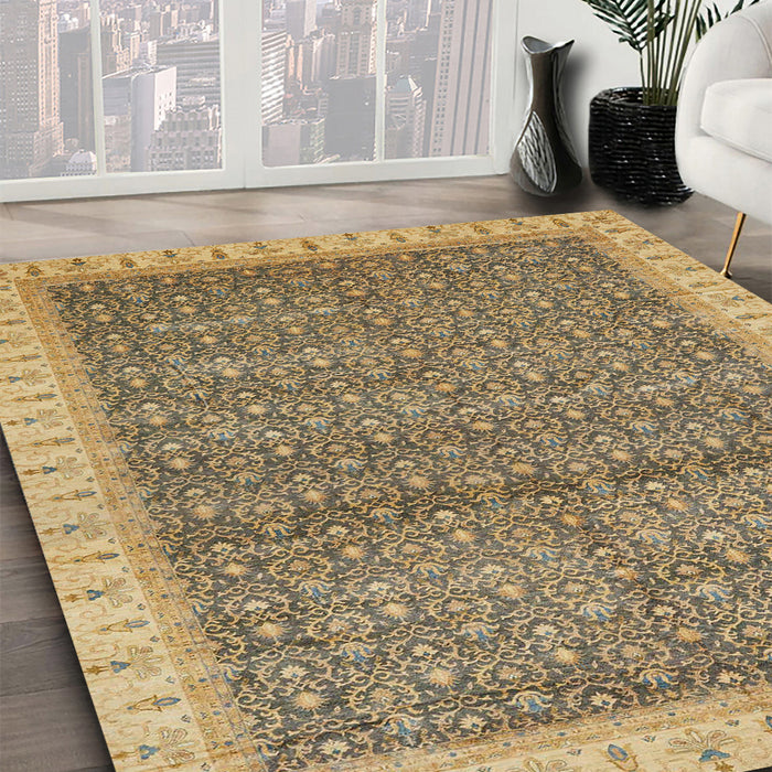 Abstract Brown Modern Rug in Family Room, abs659