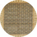 Round Machine Washable Abstract Brown Rug, wshabs659