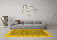 Machine Washable Abstract Yellow Modern Rug, wshabs659yw