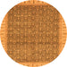 Round Machine Washable Abstract Orange Modern Area Rugs, wshabs659org