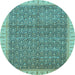 Round Abstract Light Blue Modern Rug, abs659lblu