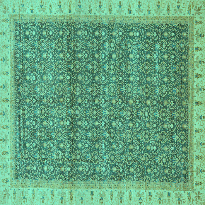 Square Machine Washable Abstract Turquoise Modern Area Rugs, wshabs659turq