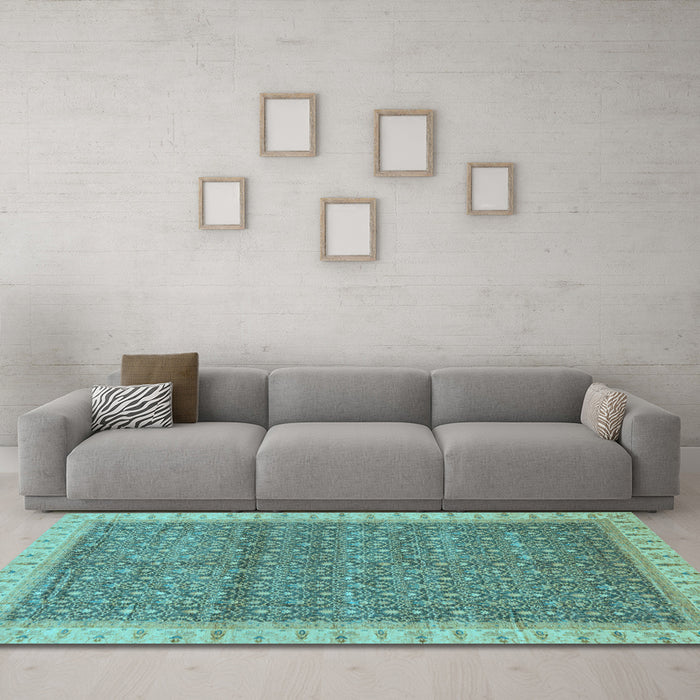 Machine Washable Abstract Light Blue Modern Rug in a Living Room, wshabs659lblu