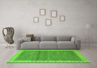 Machine Washable Abstract Green Modern Rug, wshabs659grn