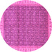 Round Machine Washable Abstract Pink Modern Rug, wshabs659pnk