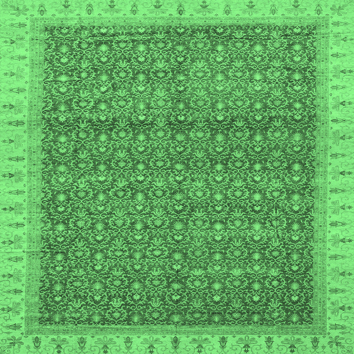 Square Machine Washable Abstract Emerald Green Modern Area Rugs, wshabs659emgrn