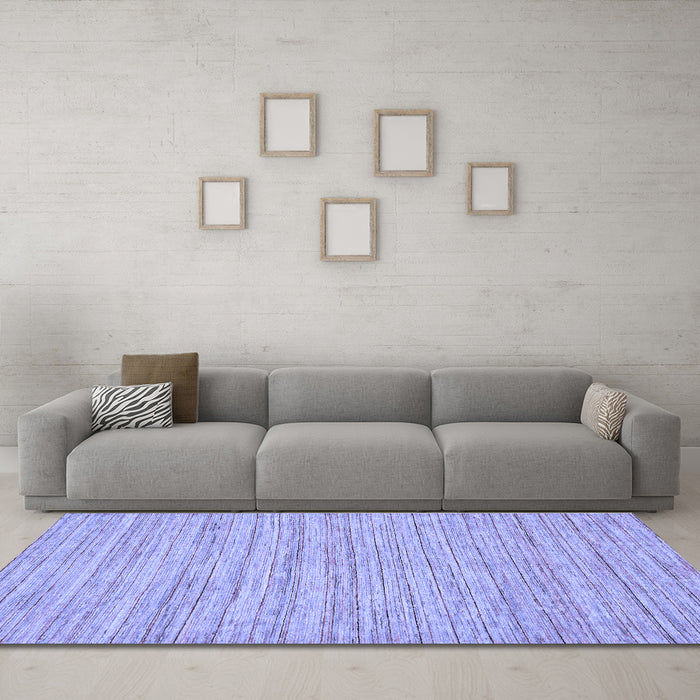 Machine Washable Solid Blue Modern Rug in a Living Room, wshabs65blu