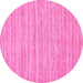 Round Machine Washable Solid Pink Modern Rug, wshabs65pnk