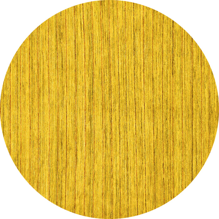 Round Machine Washable Solid Yellow Modern Rug, wshabs65yw