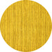 Round Machine Washable Solid Yellow Modern Rug, wshabs65yw