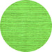 Round Machine Washable Solid Green Modern Area Rugs, wshabs65grn