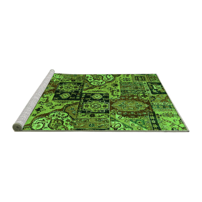 Sideview of Machine Washable Abstract Green Modern Area Rugs, wshabs660grn