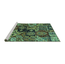 Sideview of Machine Washable Abstract Turquoise Modern Area Rugs, wshabs660turq