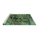 Sideview of Machine Washable Abstract Turquoise Modern Area Rugs, wshabs660turq