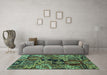 Machine Washable Abstract Turquoise Modern Area Rugs in a Living Room,, wshabs660turq