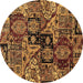 Round Machine Washable Abstract Brown Modern Rug, wshabs660brn