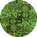 Round Machine Washable Abstract Green Modern Area Rugs, wshabs660grn