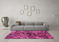 Machine Washable Abstract Pink Modern Rug, wshabs660pnk