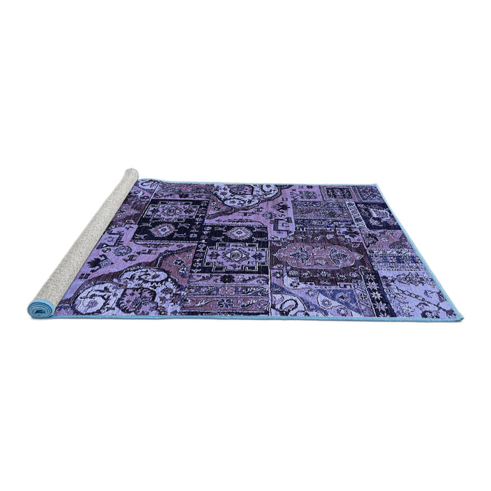 Sideview of Machine Washable Abstract Blue Modern Rug, wshabs660blu