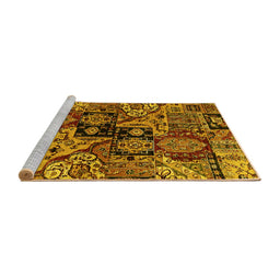 Sideview of Machine Washable Abstract Yellow Modern Rug, wshabs660yw