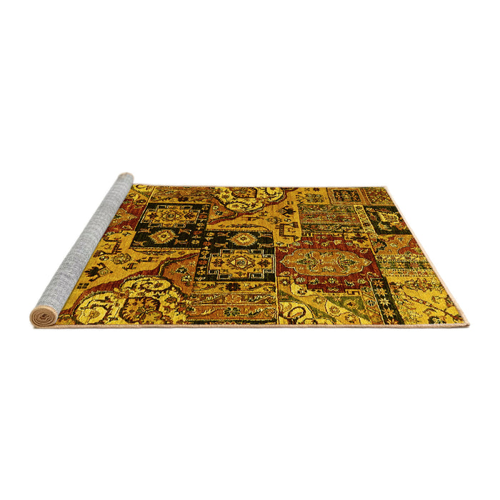 Sideview of Machine Washable Abstract Yellow Modern Rug, wshabs660yw