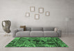 Machine Washable Abstract Emerald Green Modern Area Rugs in a Living Room,, wshabs660emgrn