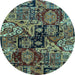 Round Abstract Light Blue Modern Rug, abs660lblu