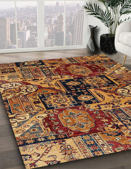 Machine Washable Abstract Vermilion Red Rug in a Family Room, wshabs660