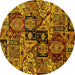 Round Machine Washable Abstract Yellow Modern Rug, wshabs660yw