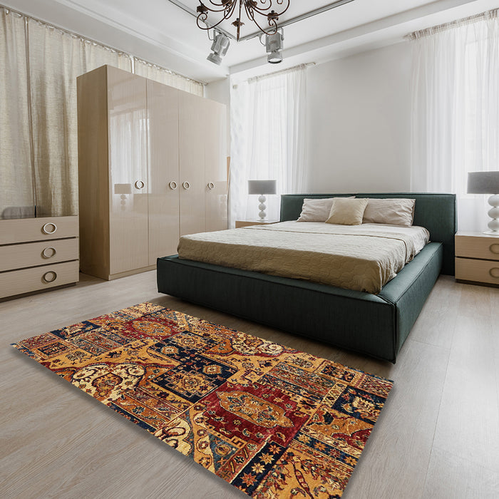 Abstract Red Modern Rug in a Bedroom, abs660