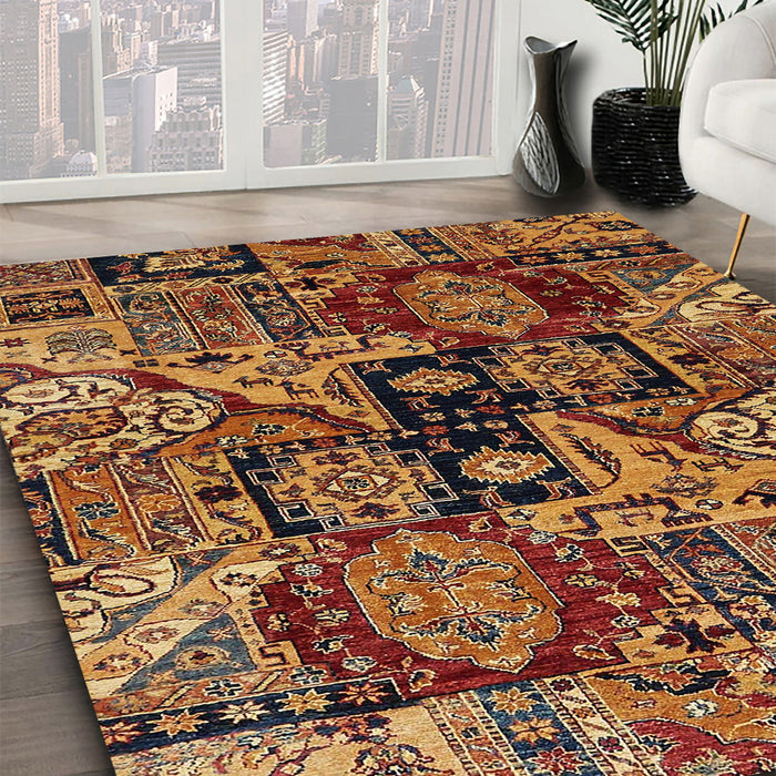 Abstract Red Modern Rug in Family Room, abs660