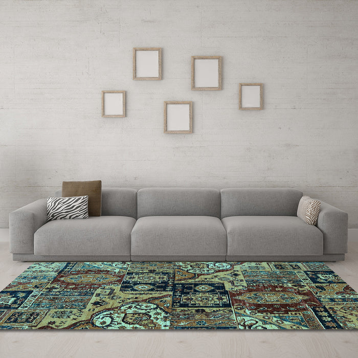 Machine Washable Abstract Light Blue Modern Rug in a Living Room, wshabs660lblu