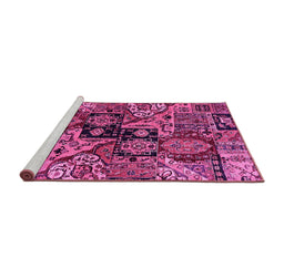 Sideview of Machine Washable Abstract Pink Modern Rug, wshabs660pnk