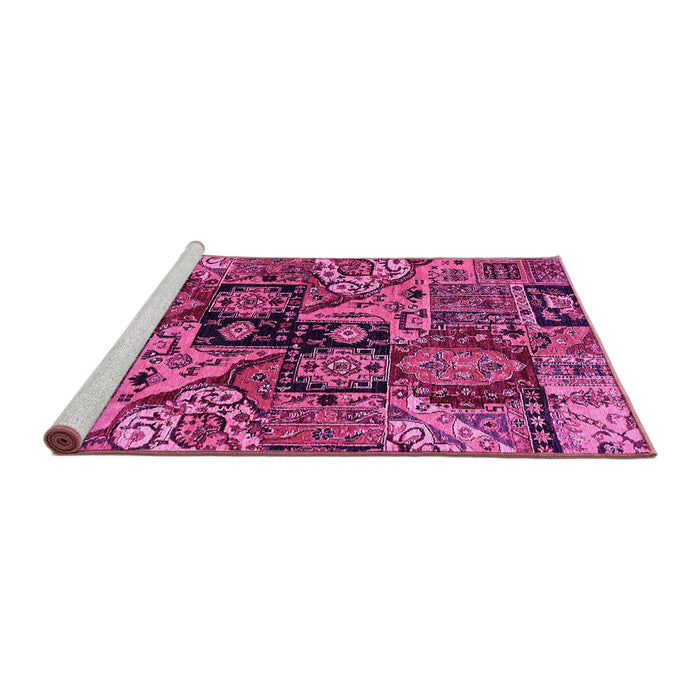 Sideview of Machine Washable Abstract Pink Modern Rug, wshabs660pnk