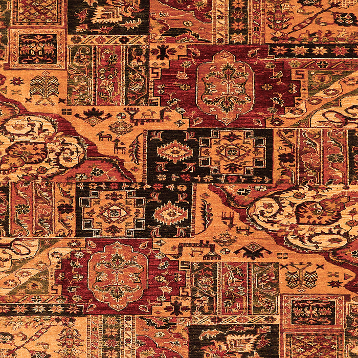 Square Machine Washable Abstract Orange Modern Area Rugs, wshabs660org