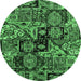 Round Machine Washable Abstract Emerald Green Modern Area Rugs, wshabs660emgrn
