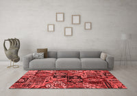 Machine Washable Abstract Red Modern Rug, wshabs660red