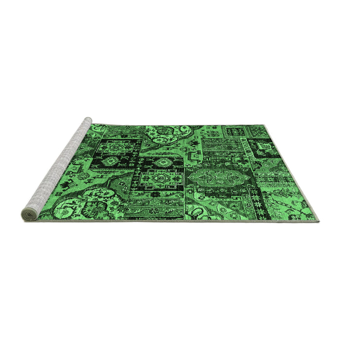 Sideview of Machine Washable Abstract Emerald Green Modern Area Rugs, wshabs660emgrn