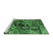 Sideview of Machine Washable Abstract Emerald Green Modern Area Rugs, wshabs660emgrn
