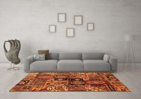 Machine Washable Abstract Orange Modern Rug, wshabs660org