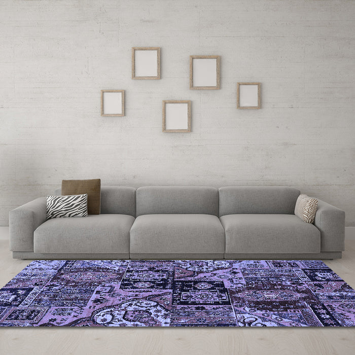 Machine Washable Abstract Blue Modern Rug in a Living Room, wshabs660blu