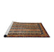 Sideview of Machine Washable Abstract Vermilion Red Rug, wshabs661