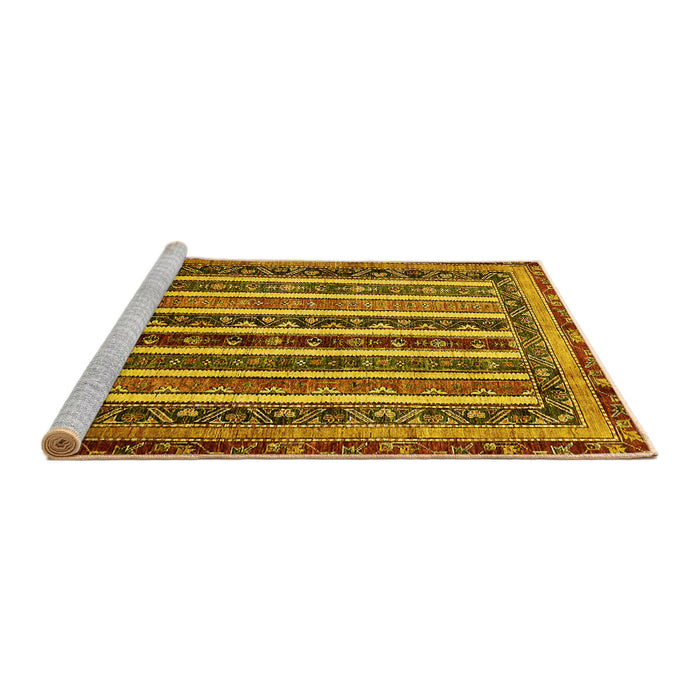 Sideview of Machine Washable Abstract Yellow Modern Rug, wshabs661yw