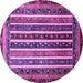 Round Machine Washable Abstract Purple Modern Area Rugs, wshabs661pur