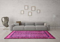 Machine Washable Abstract Pink Modern Rug, wshabs661pnk