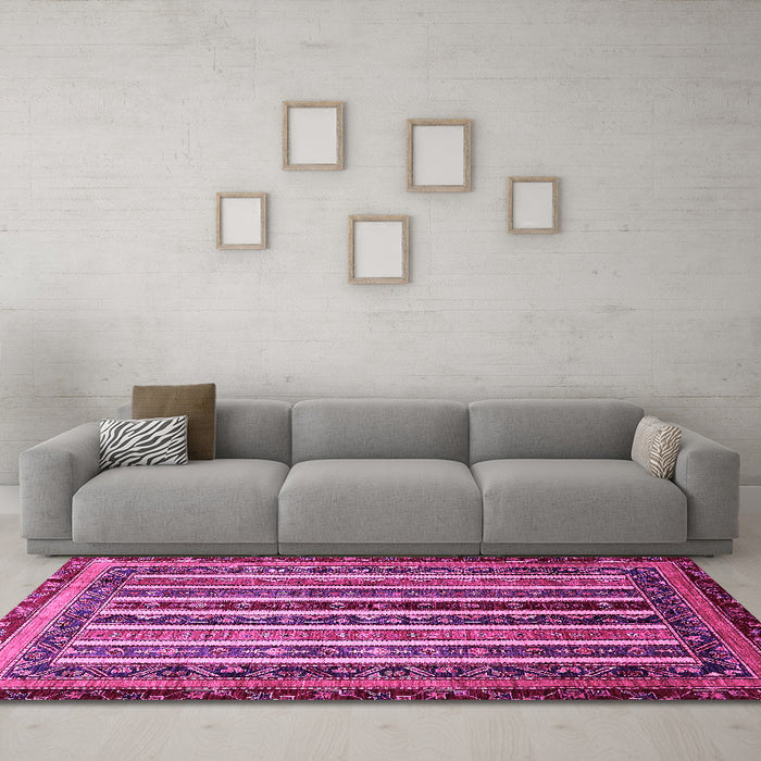 Machine Washable Abstract Pink Modern Rug in a Living Room, wshabs661pnk
