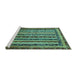 Sideview of Machine Washable Abstract Turquoise Modern Area Rugs, wshabs661turq