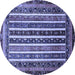 Round Abstract Blue Modern Rug, abs661blu