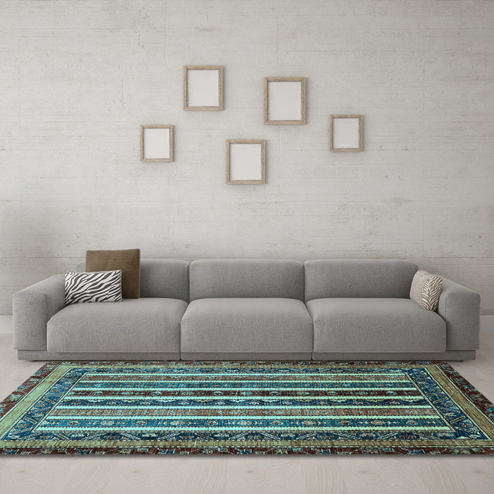Machine Washable Abstract Light Blue Modern Rug in a Living Room, wshabs661lblu